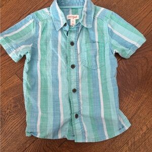 3T Cat & Jack Kids Button Down Shirt - Aqua, Blue and White